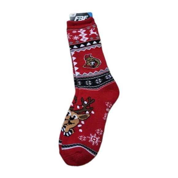For Bare Feet Other - NWT Ottawa Senators Reindeer Christmas Crew Socks Red Holiday Knit Adult Large